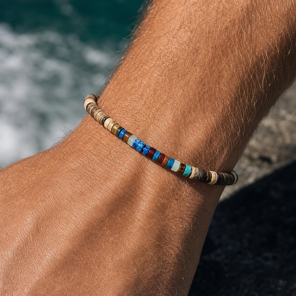 Coconut Shell Disc Bead Cord Bracelet