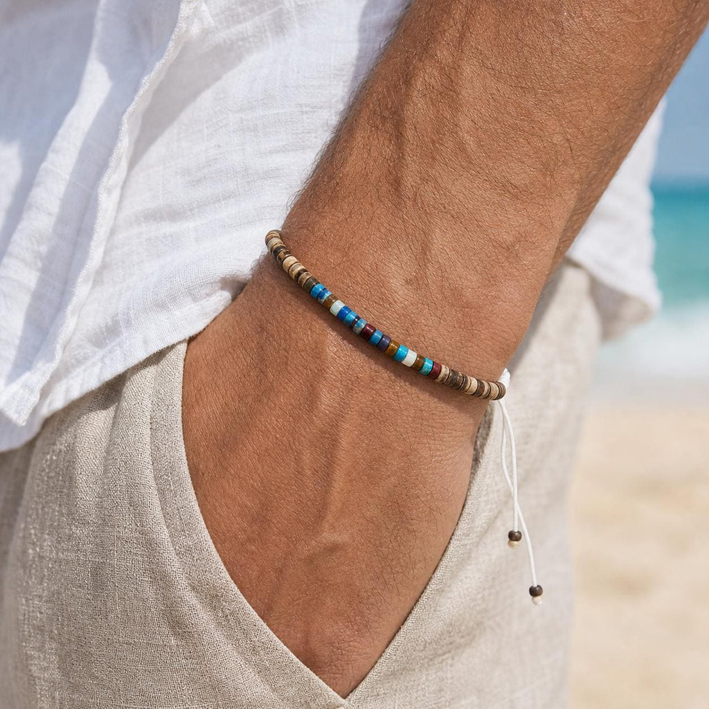 Coconut Shell Disc Bead Cord Bracelet