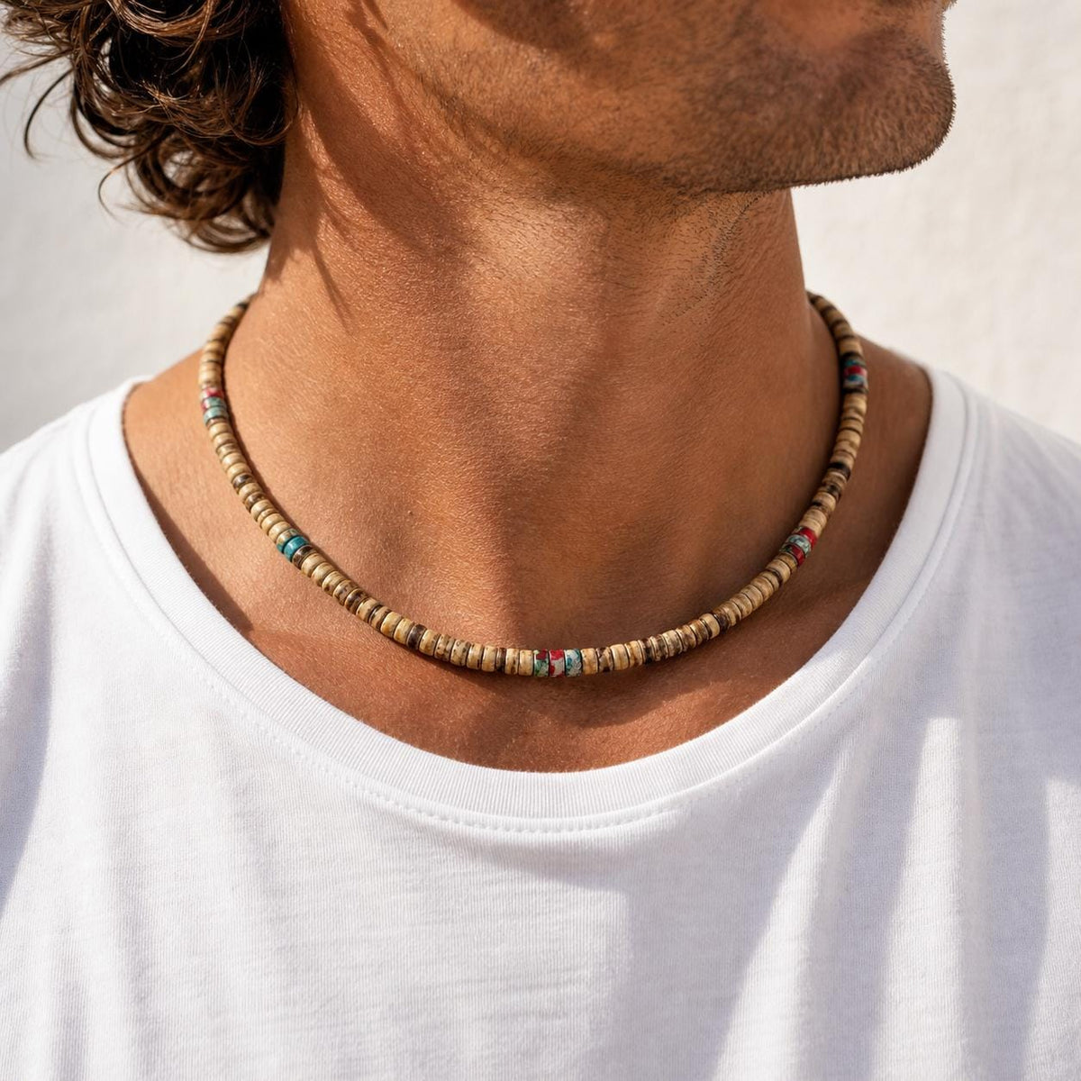 Coconut Shell Heishi Bead Choker