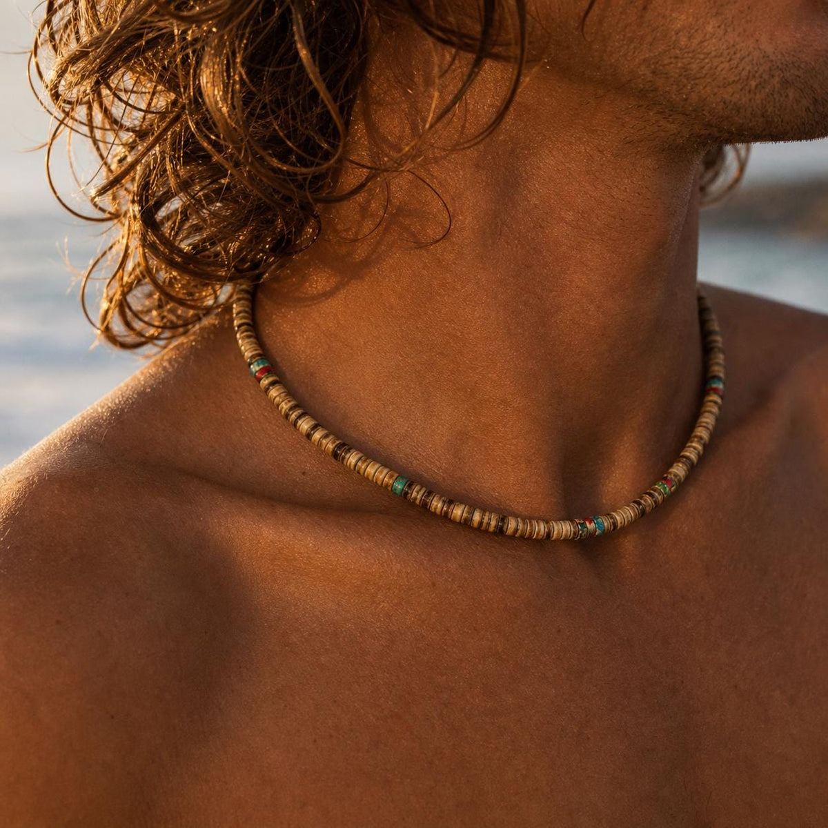 Coconut Shell Heishi Bead Choker