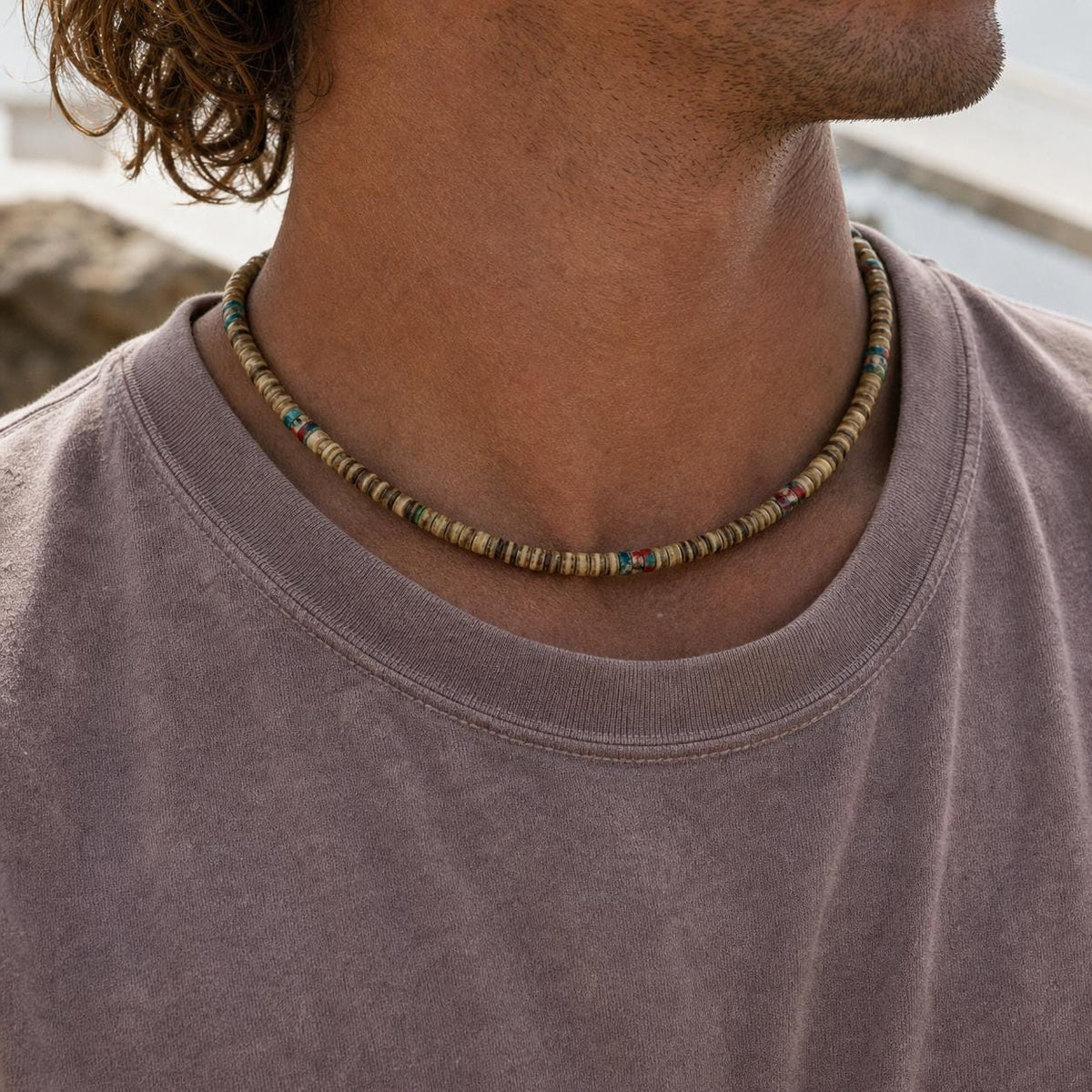 Coconut Shell Heishi Bead Choker