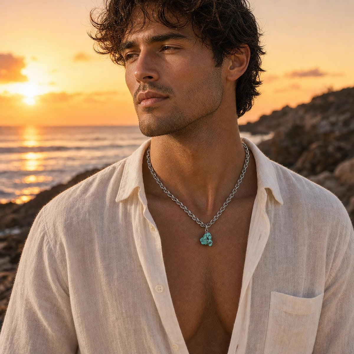 Turquoise Nugget Pendant Necklace