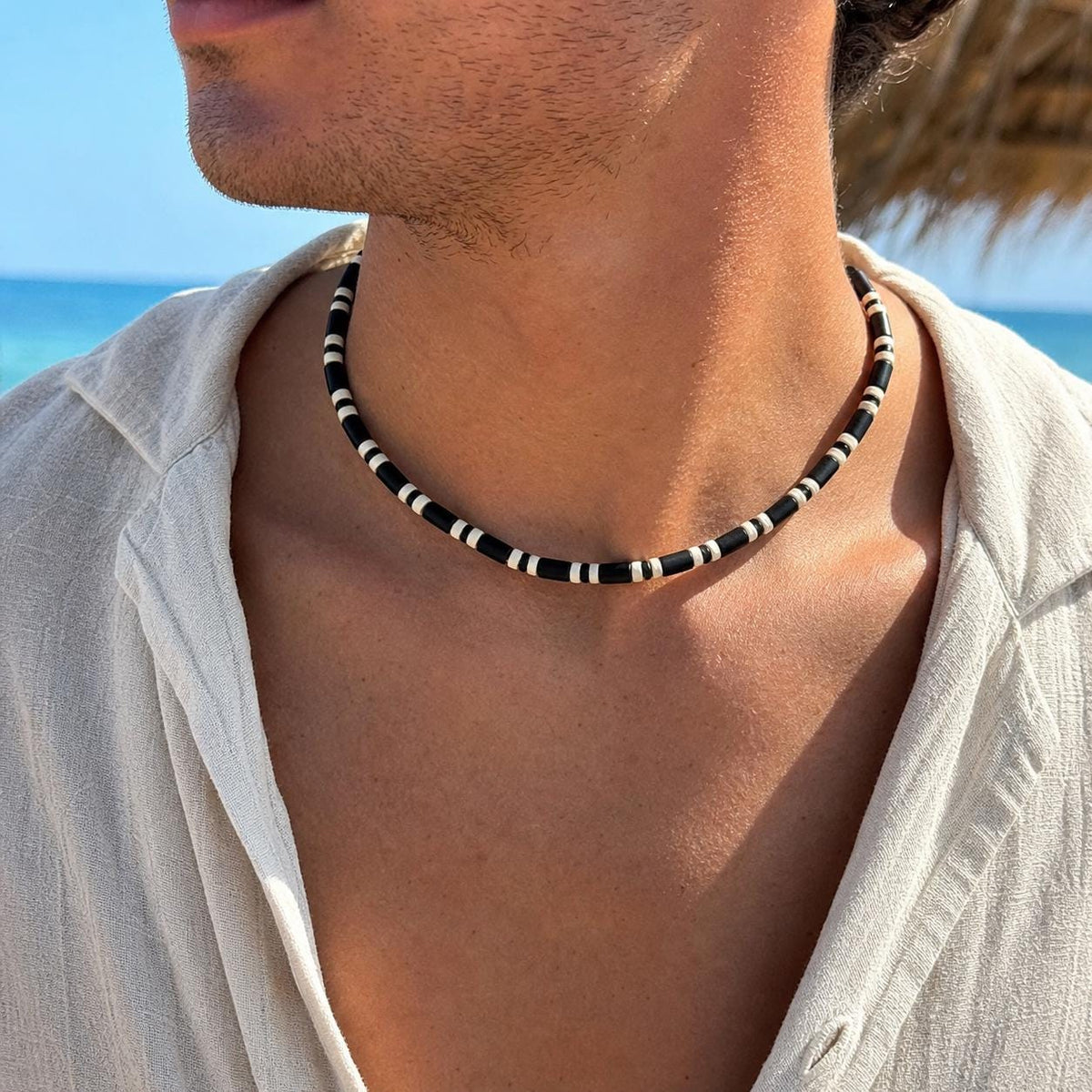 Matte Black Tube Bead Choker