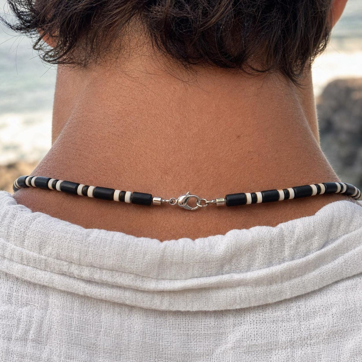Matte Black Tube Bead Choker