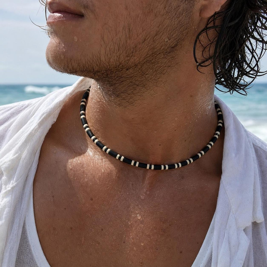 Matte Black Tube Bead Choker