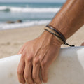 Braided Rope and Faux Leather Bracelet
