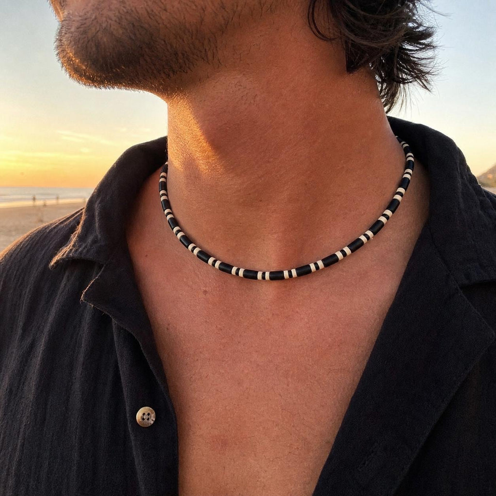 Matte Black Tube Bead Choker
