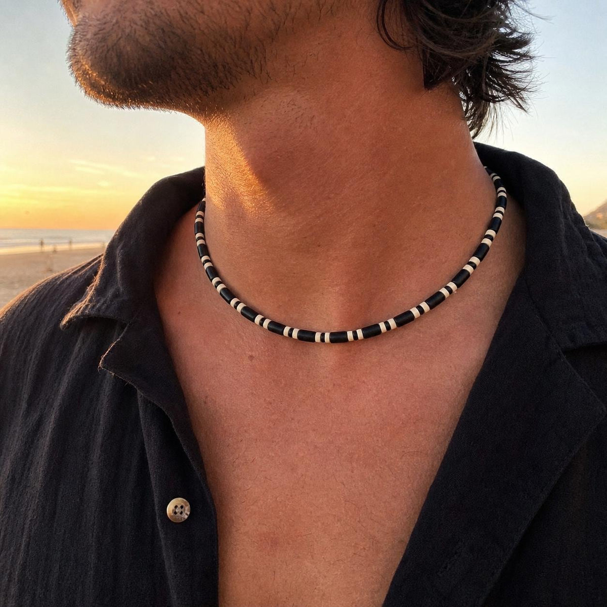 Matte Black Tube Bead Choker