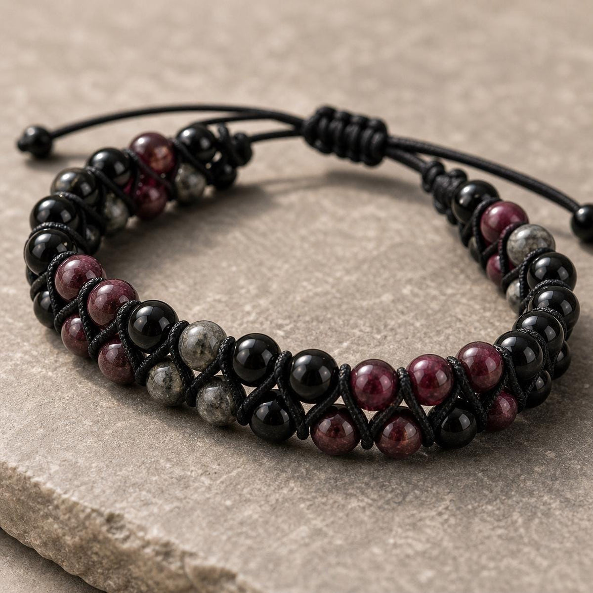 Garnet and Labradorite Bead Bracelet