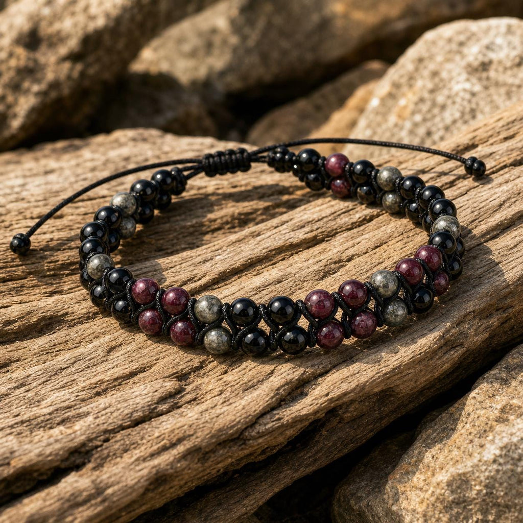 Garnet and Labradorite Bead Bracelet
