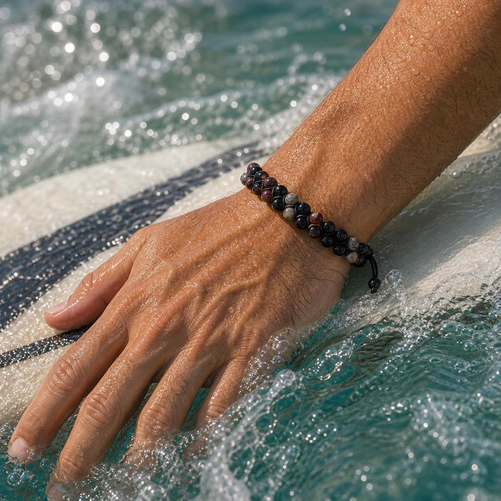 Garnet and Labradorite Bead Bracelet