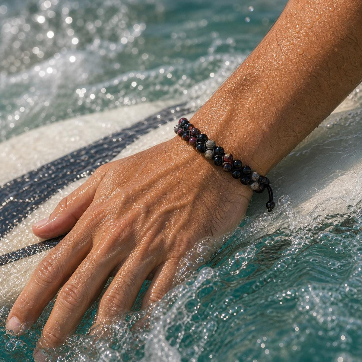 Garnet and Labradorite Bead Bracelet