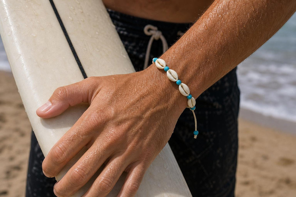 Cowrie Shell and Blue Stone Bracelet