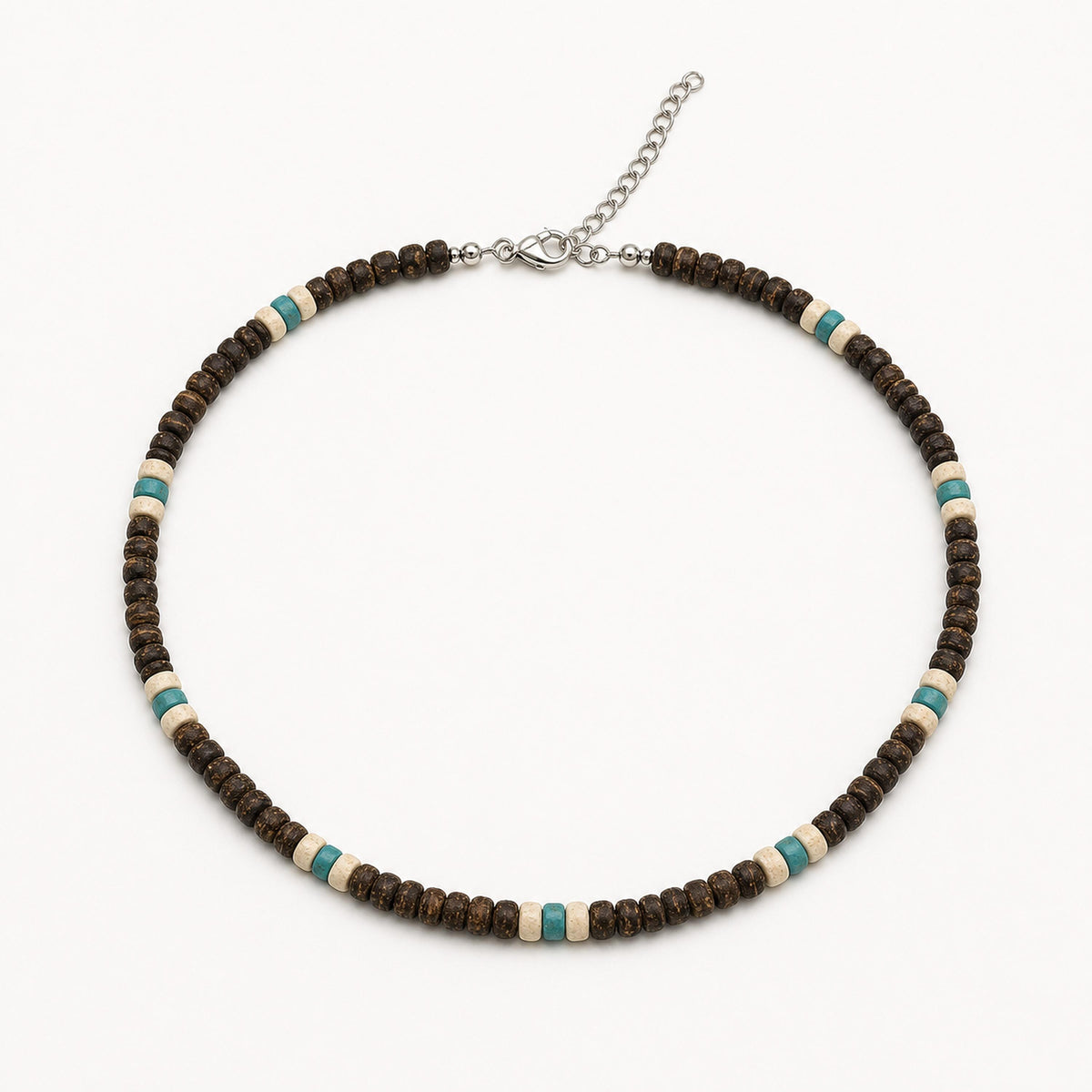 Coconut Shell and Coral-Style Bead Choker