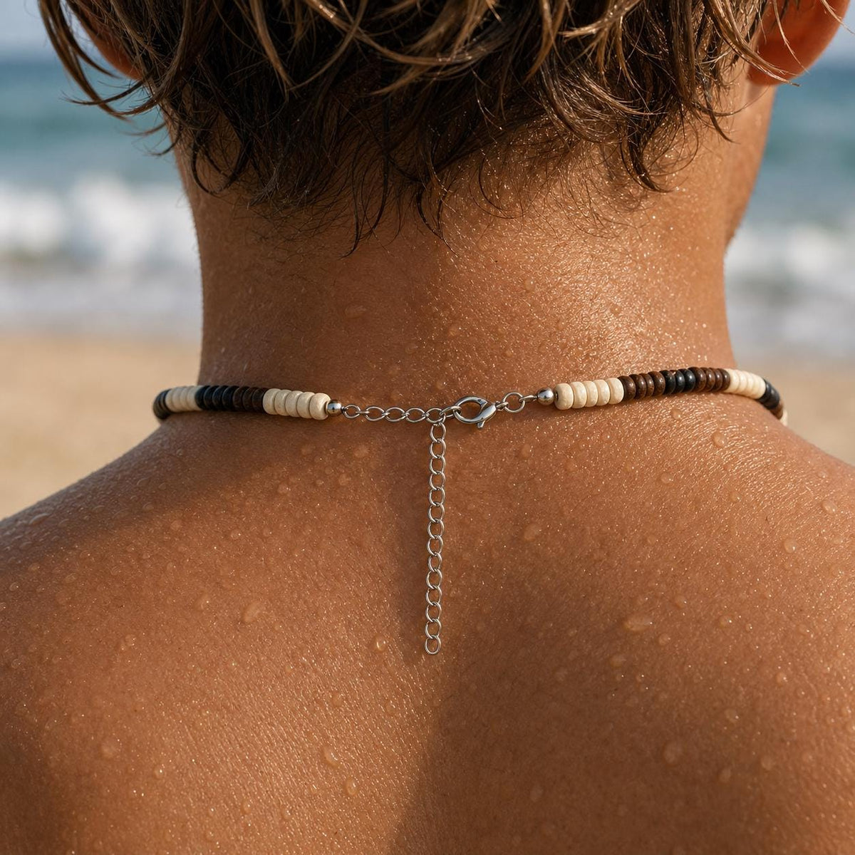 Coconut Shell and Black Wood Bead Choker
