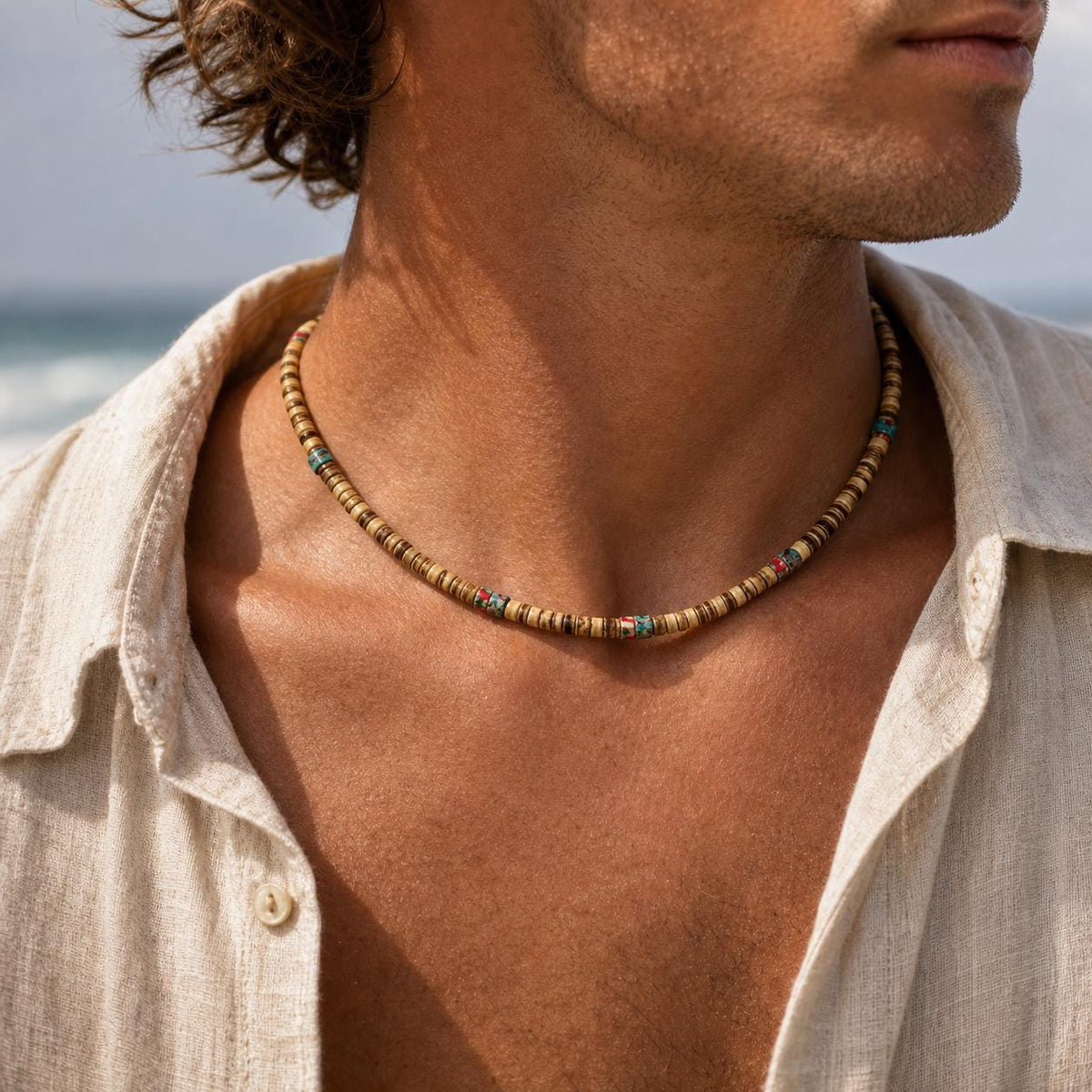 Coconut Shell Heishi Bead Choker