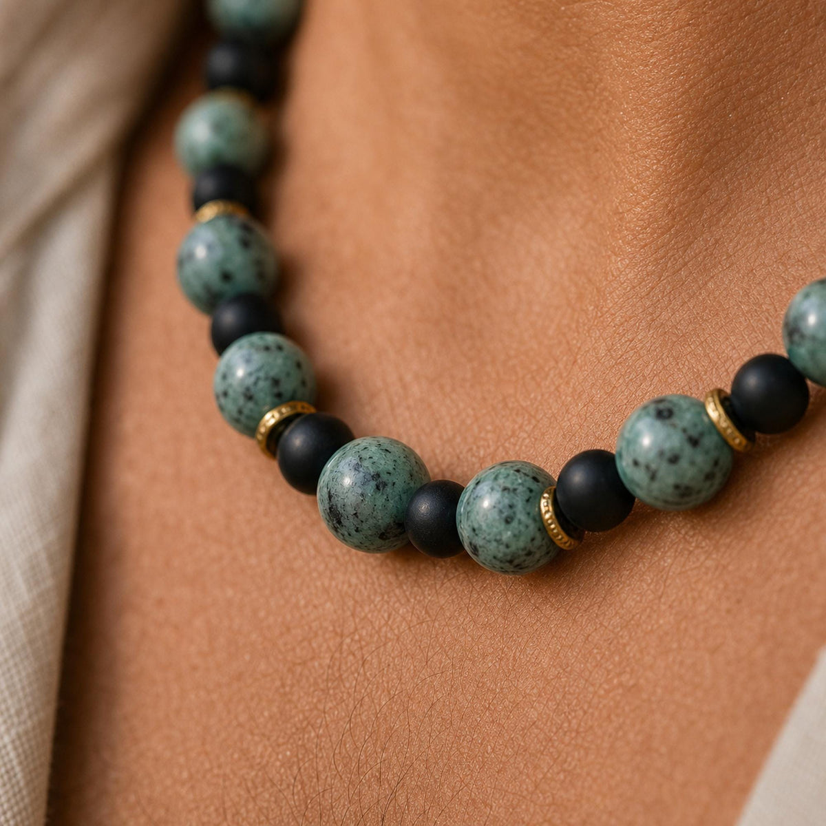 Green Turquoise-Style Bead Choker