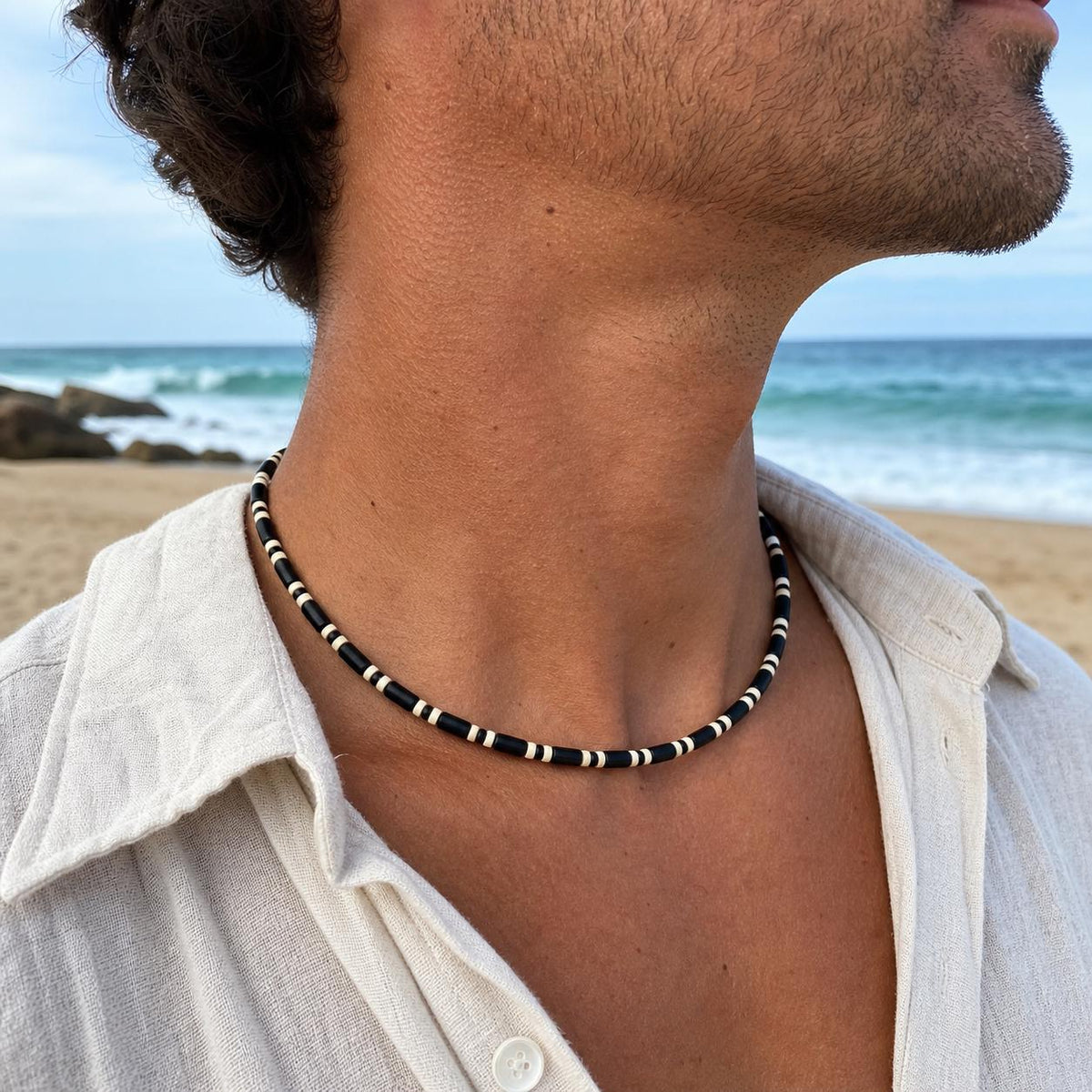 Matte Black Tube Bead Choker
