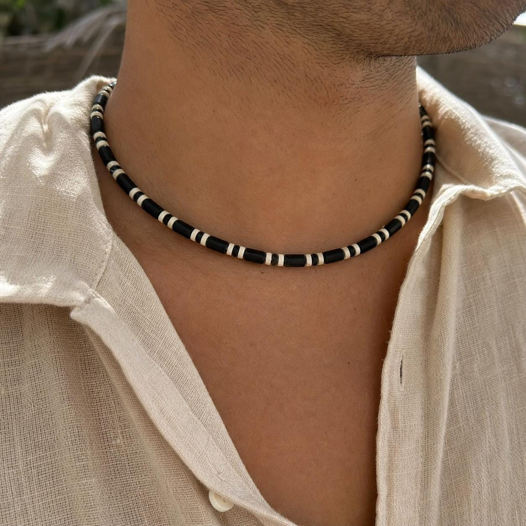 Matte Black Tube Bead Choker