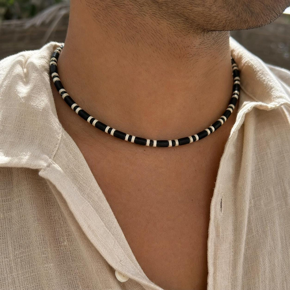 Matte Black Tube Bead Choker