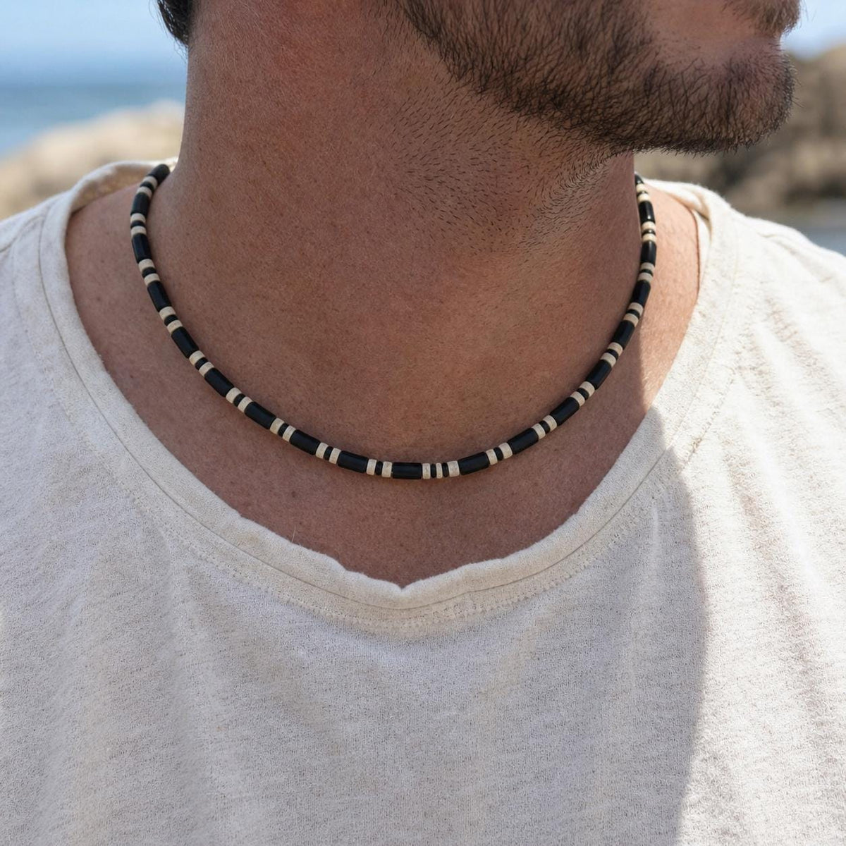 Matte Black Tube Bead Choker