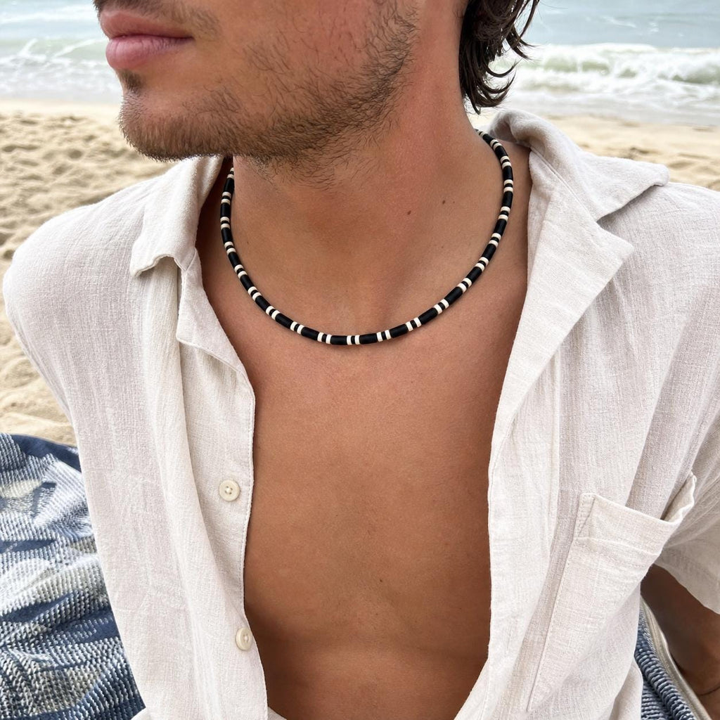 Matte Black Tube Bead Choker