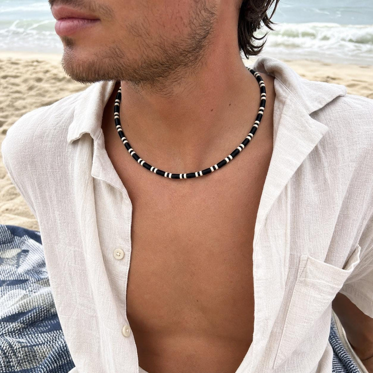 Matte Black Tube Bead Choker