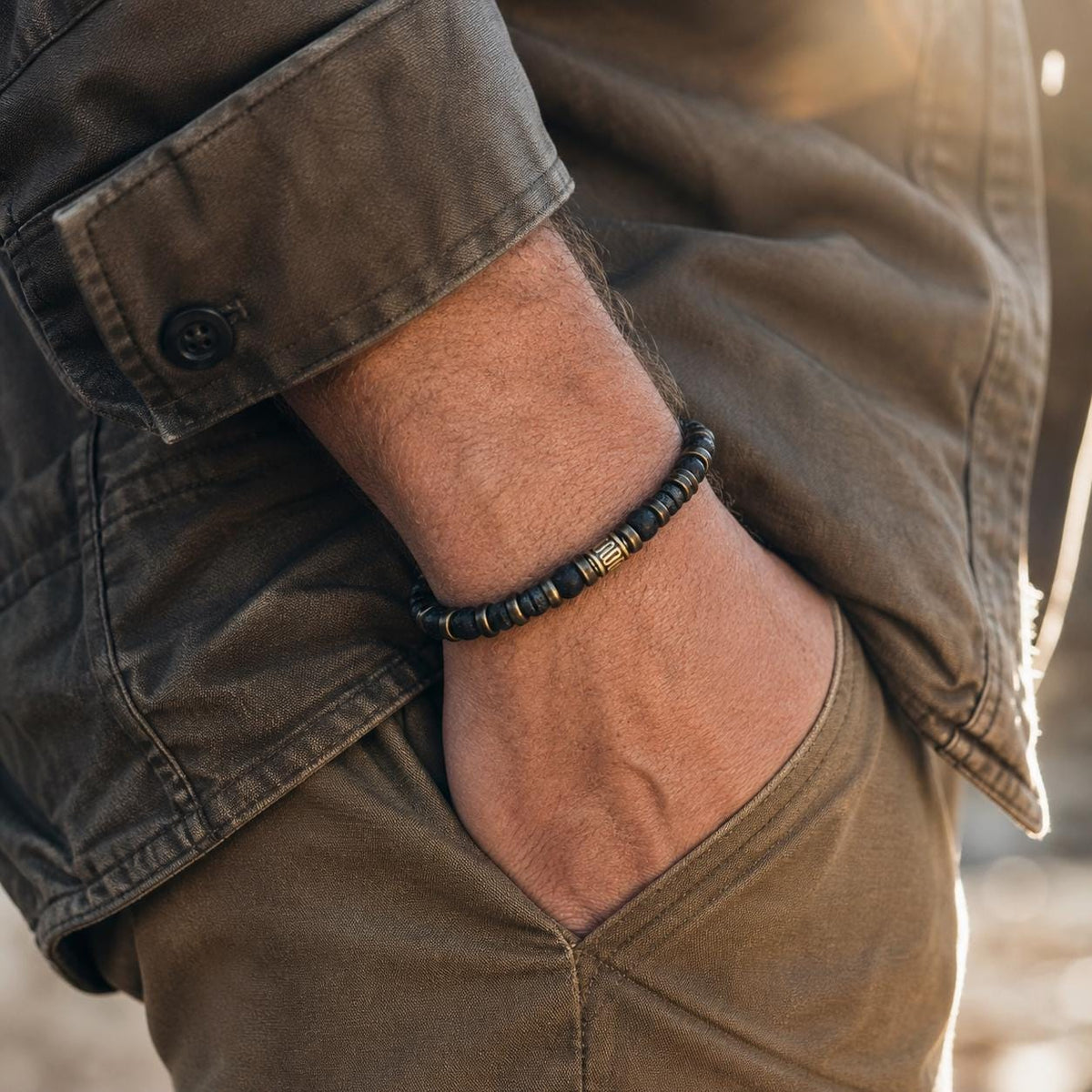Black and Brown Coconut Shell Bracelet
