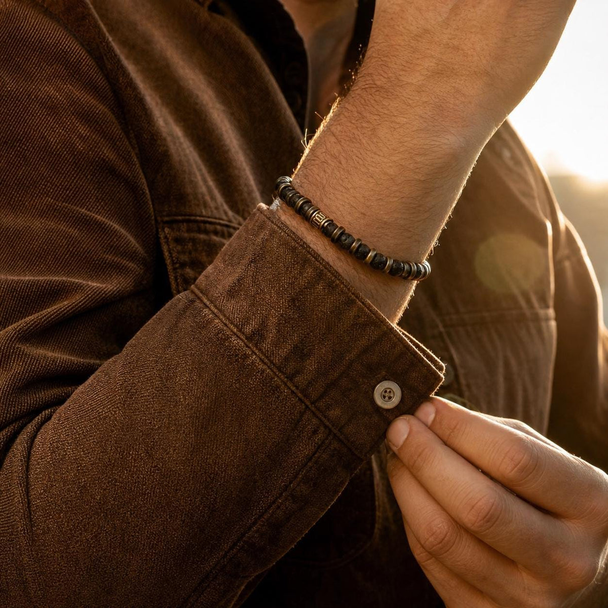 Black and Brown Coconut Shell Bracelet