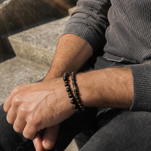 Black and Brown Coconut Shell Bracelet