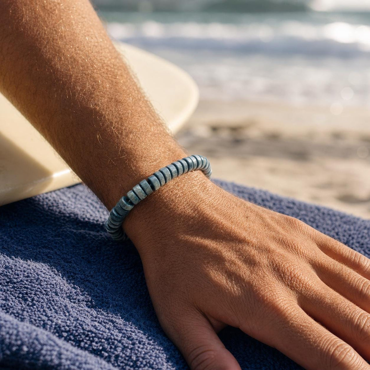 Wood-Look Bead Stretch Bracelet