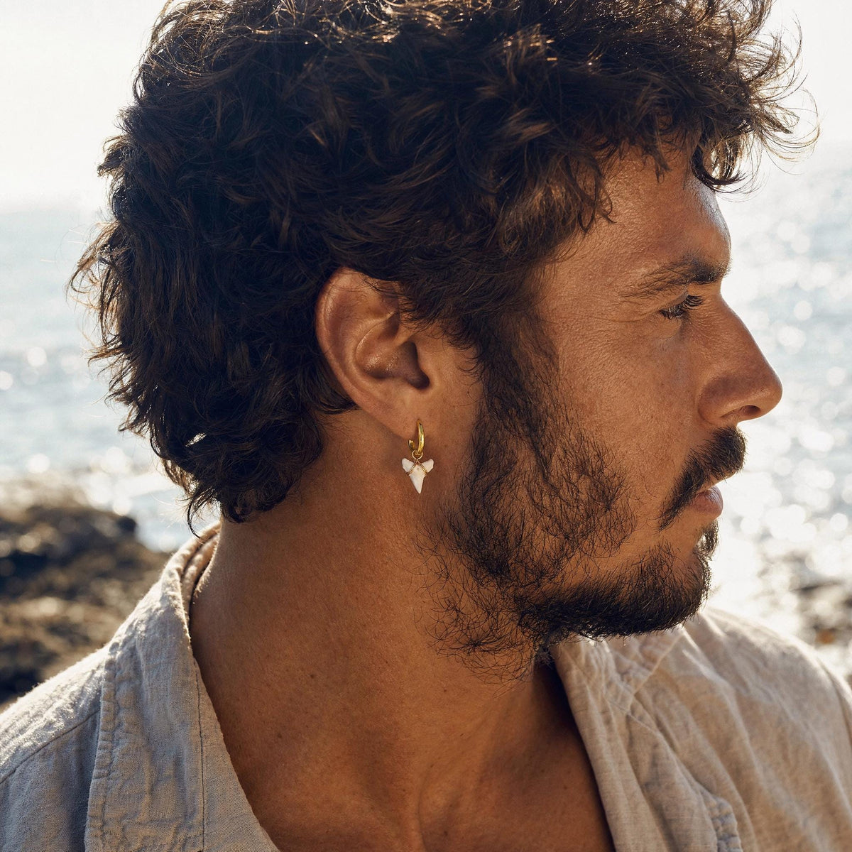 Real Shark Tooth Huggie Earrings