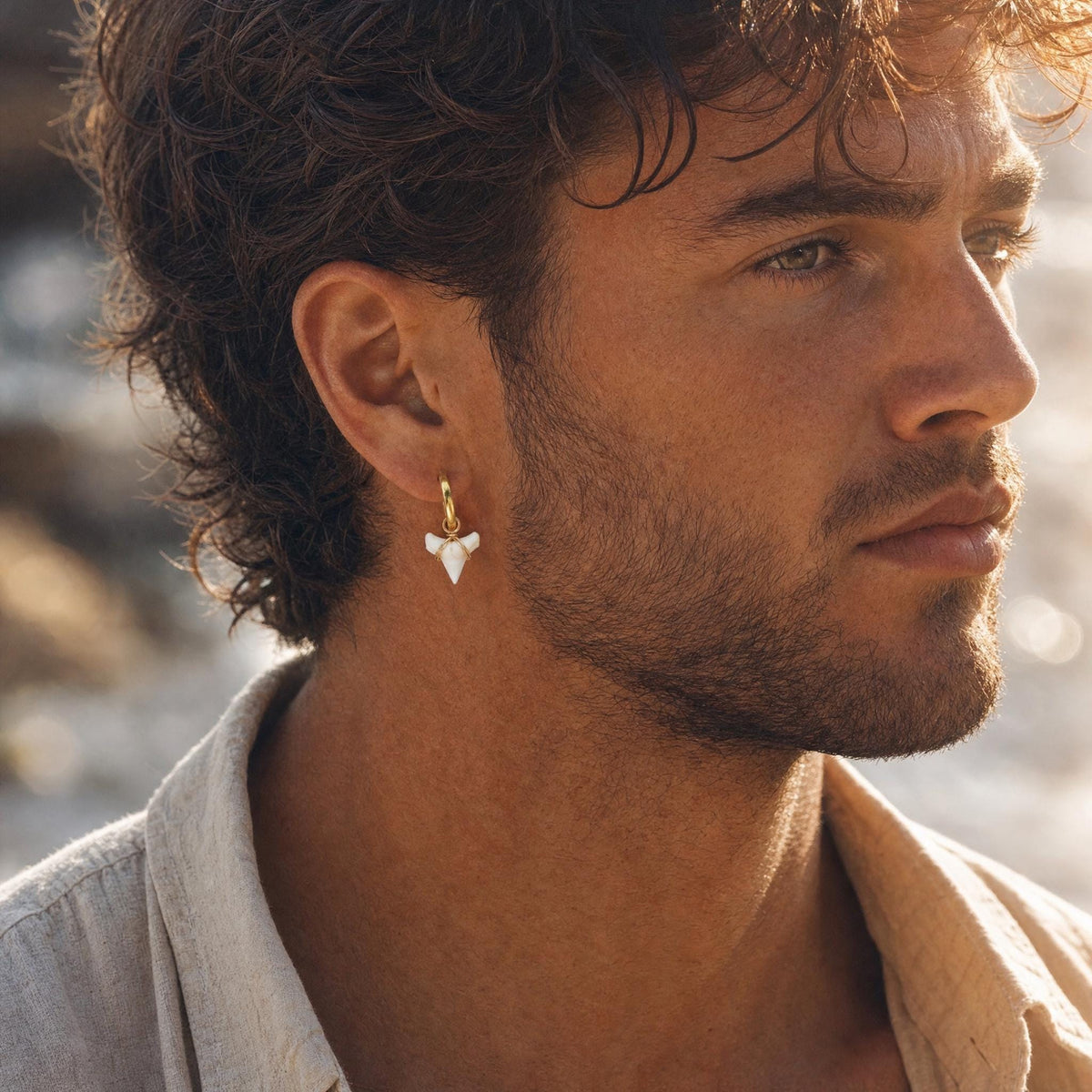 Real Shark Tooth Huggie Earrings