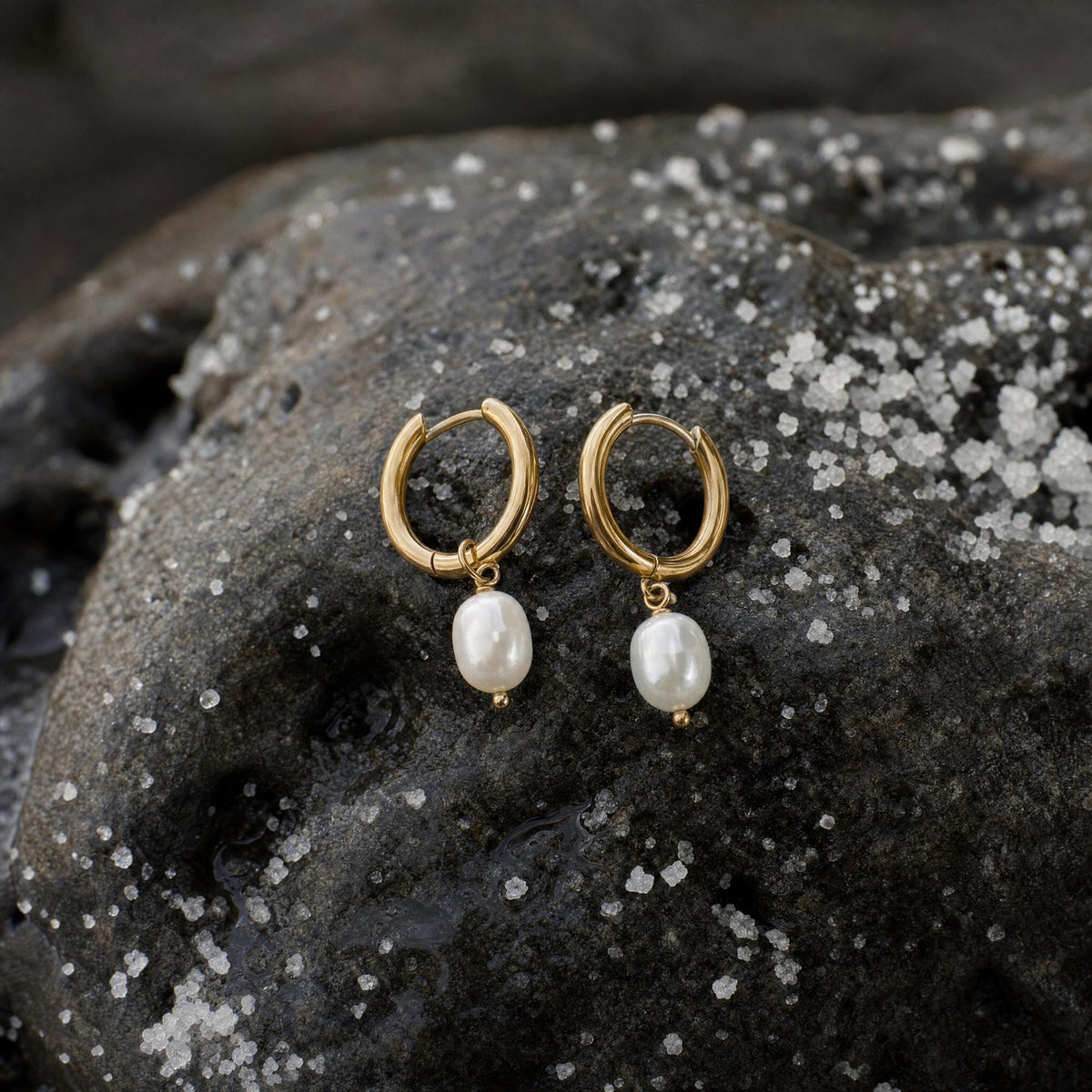 Freshwater Pearl Drop Huggie Earrings