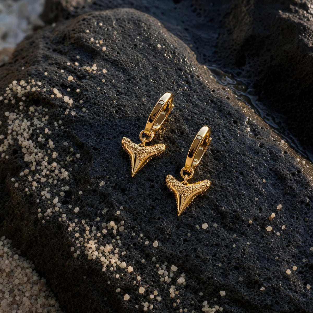 Cast Shark Tooth Huggie Earrings