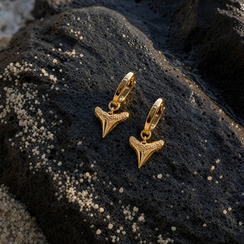 Cast Shark Tooth Huggie Earrings