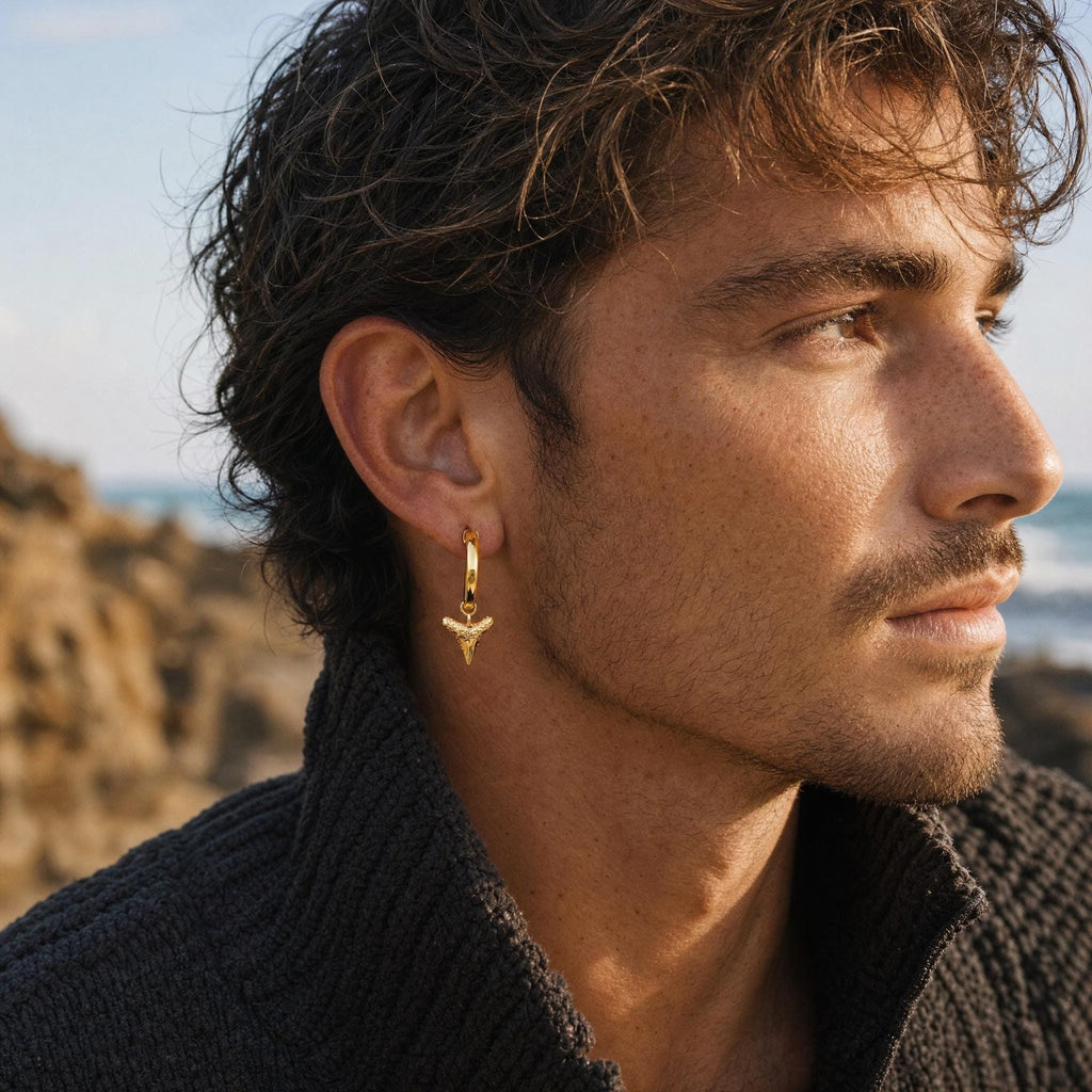 Cast Shark Tooth Huggie Earrings