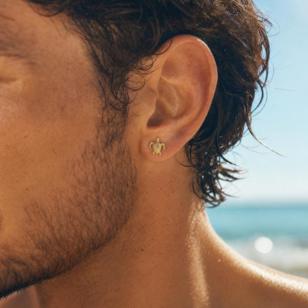 Sea Turtle Gold Stud Earrings