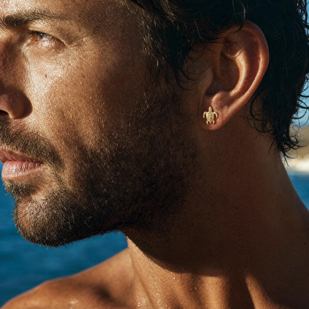 Sea Turtle Gold Stud Earrings