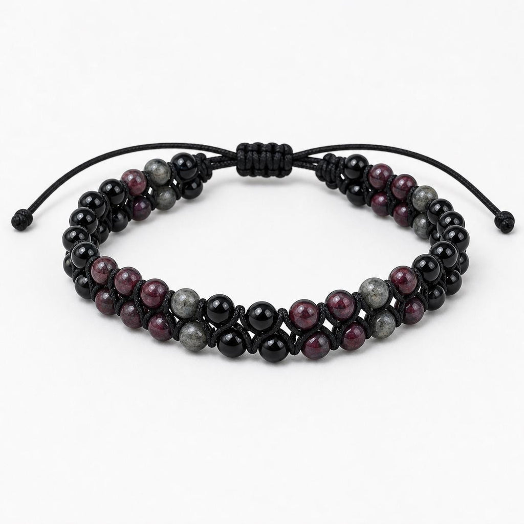Garnet and Labradorite Bead Bracelet
