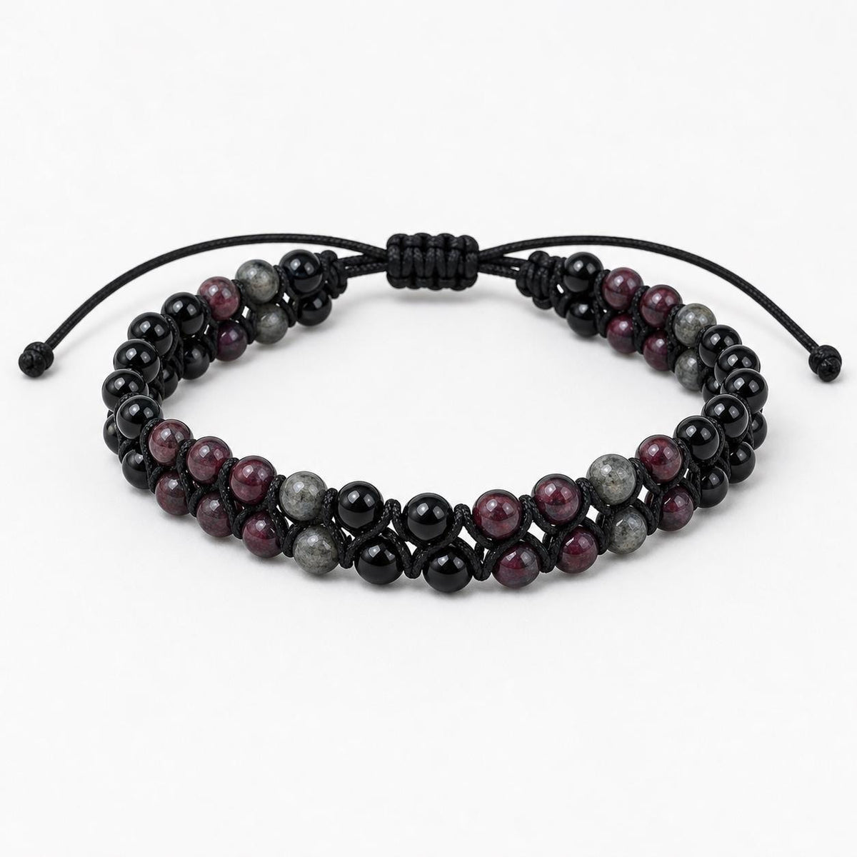 Garnet and Labradorite Bead Bracelet