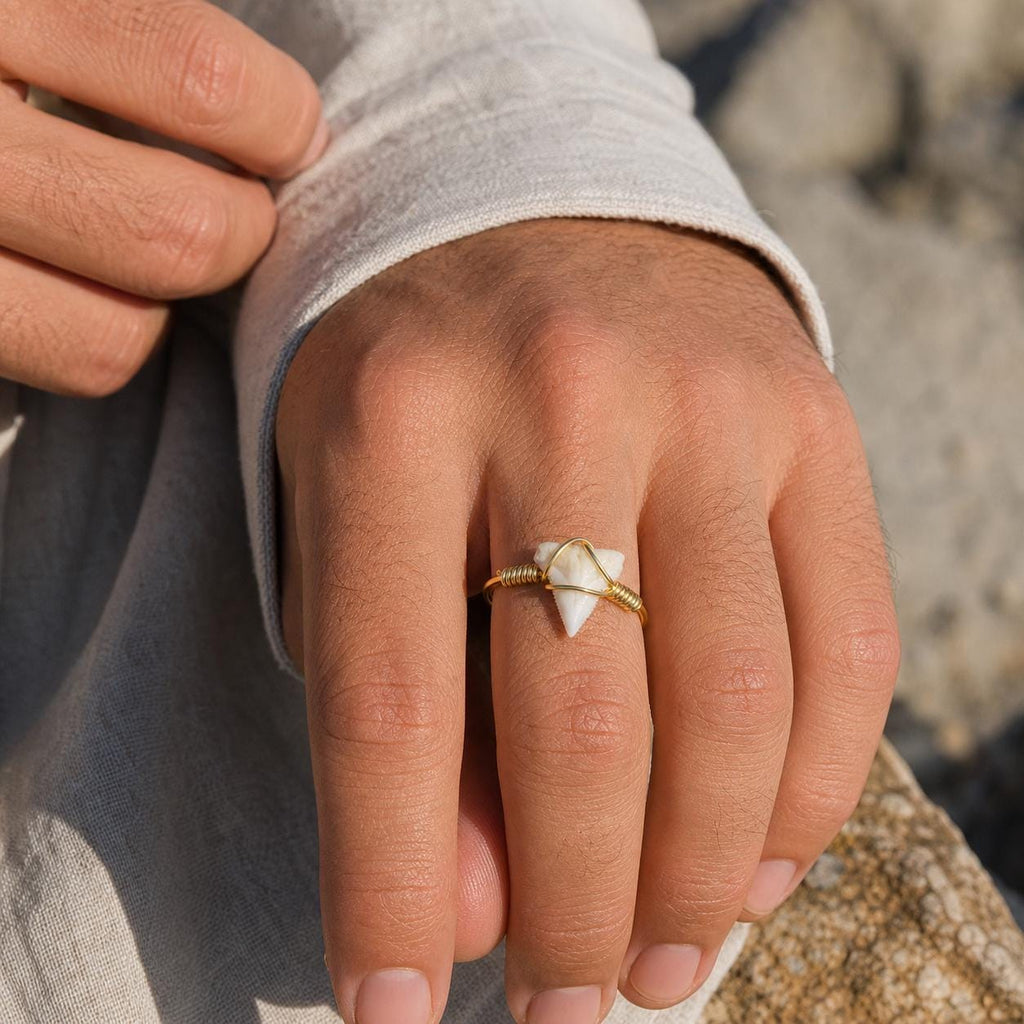 Wire-Wrapped Shark Tooth Ring