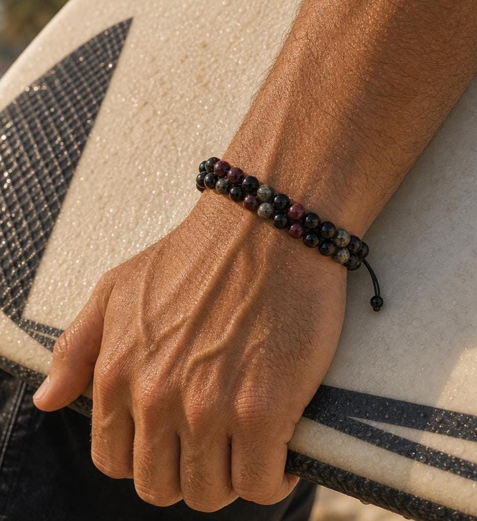 Garnet and Labradorite Bead Bracelet