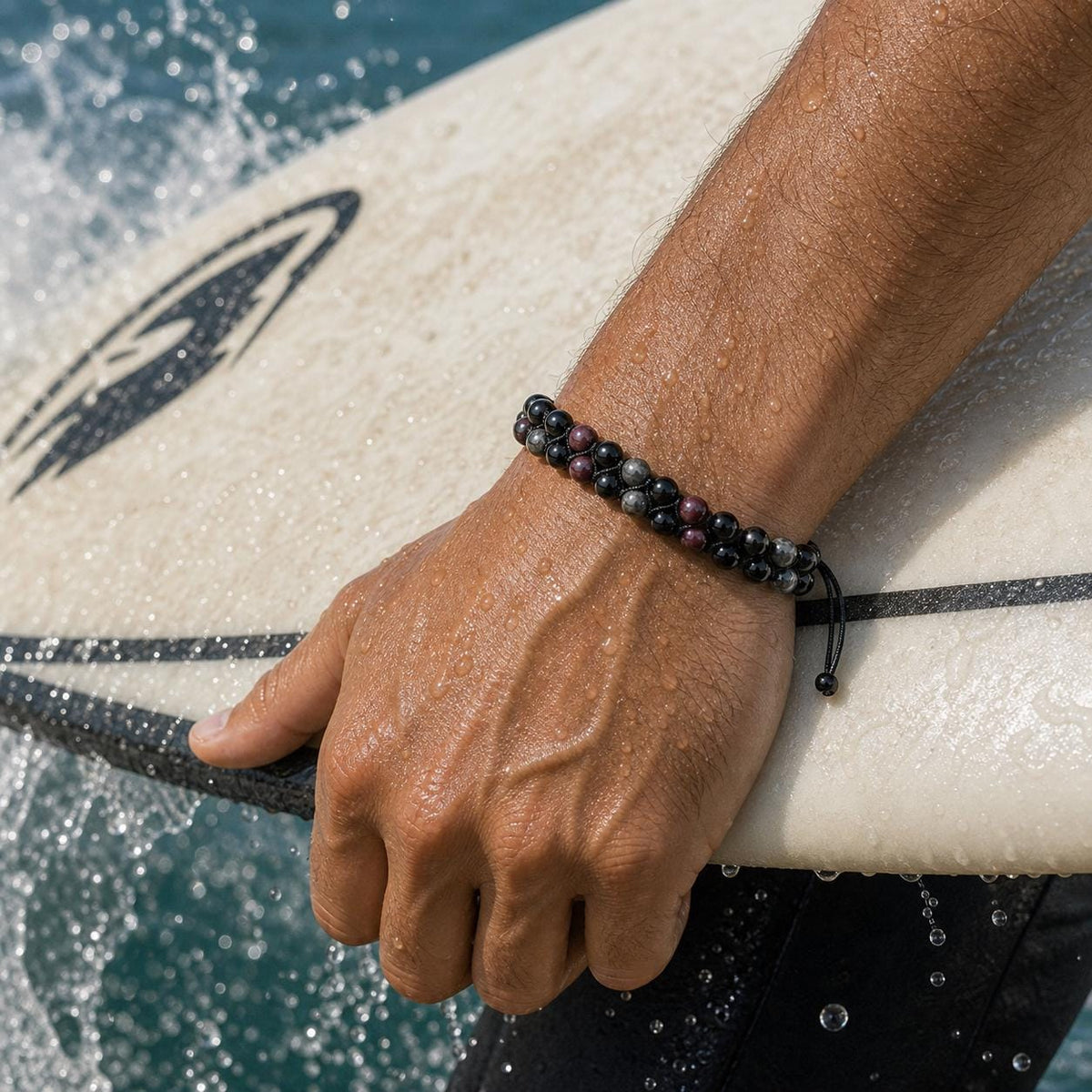 Garnet and Labradorite Bead Bracelet