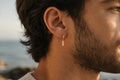 Three-Pearl Drop Huggie Earring