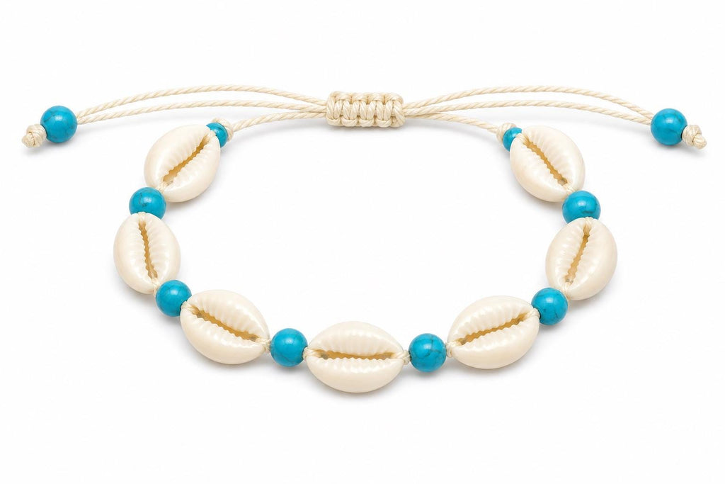 Cowrie Shell and Blue Stone Bracelet