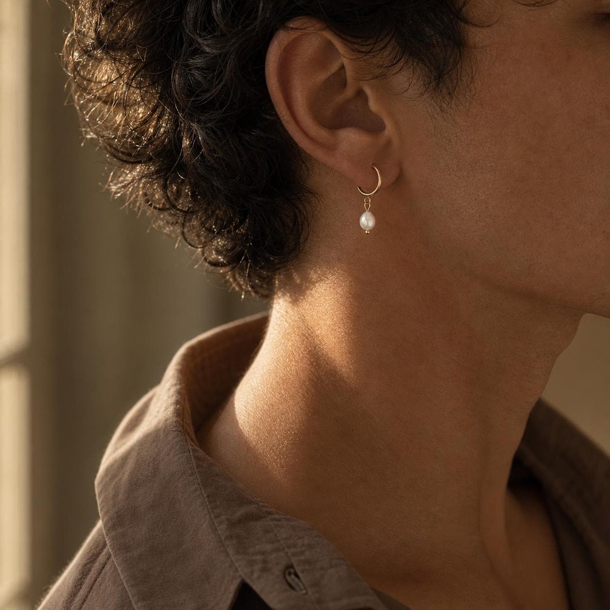 Baroque Pearl Gold C-Hoop Earring