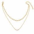 Double Layer Pearl Paperclip Necklace