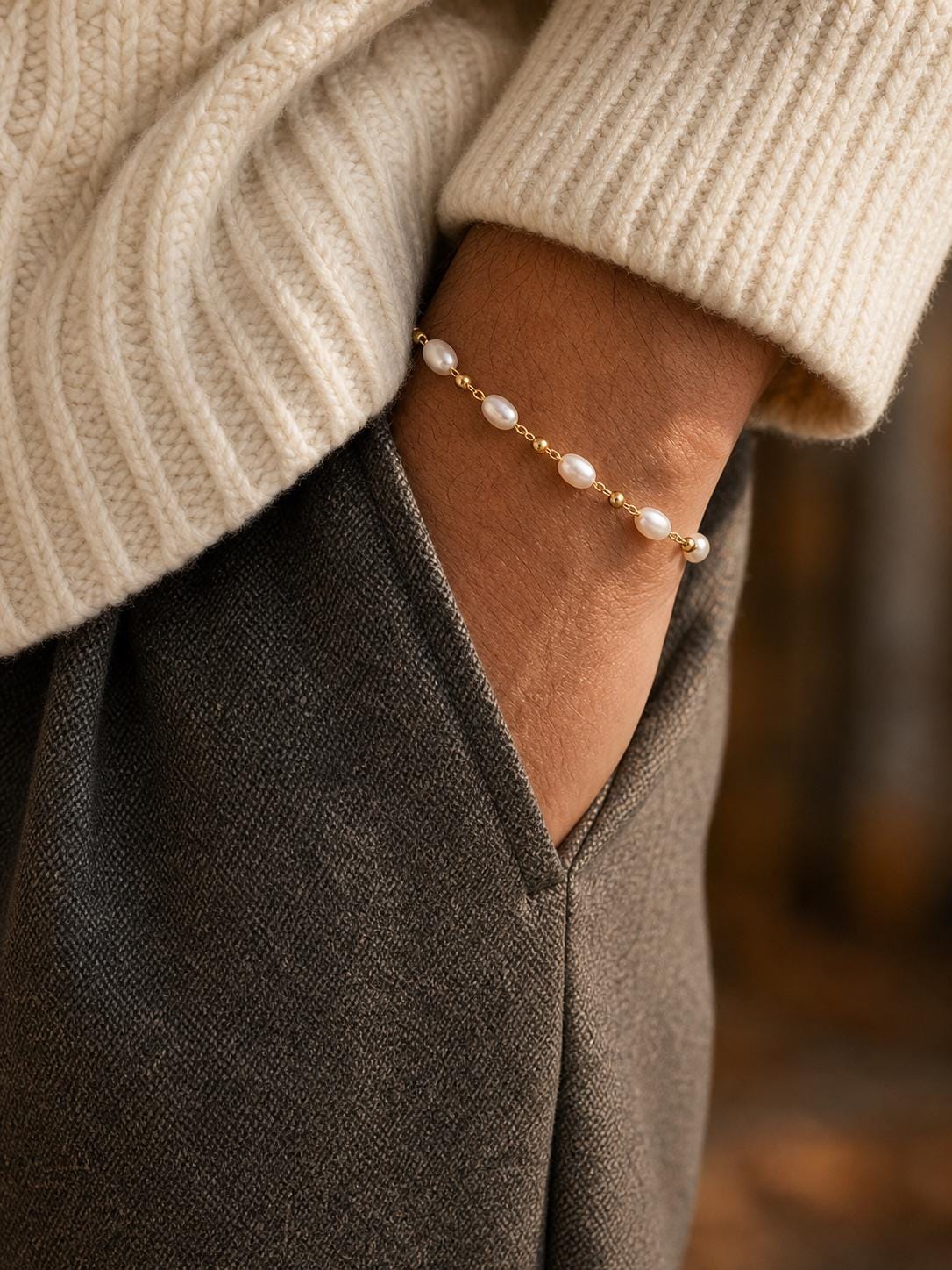 Freshwater Pearl Station Bracelet