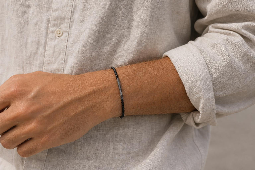 Slim Matte Black Stone Bracelet